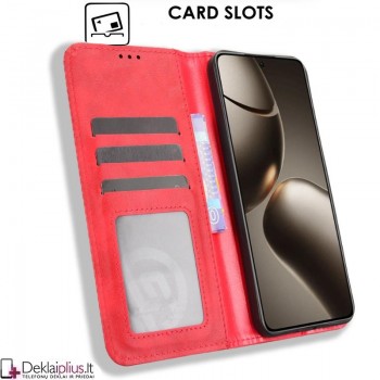 Dirbtinės odos atverčiamas dėklas su skyreliais - raudonas (Xiaomi 15T) Dirbtinės odos atverčiamas dėklas su skyreliais - raudonas (Xiaomi 15T)